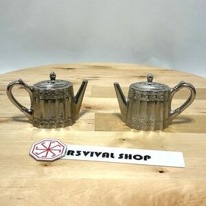 Vtg Godinger Silver Art Co. Silver-Plated‎ Salt/Pepper Miniature teapot Shaker